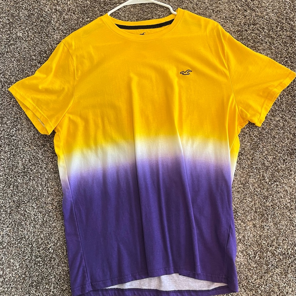 Hollister Yellow and Purple Gradient Shirt